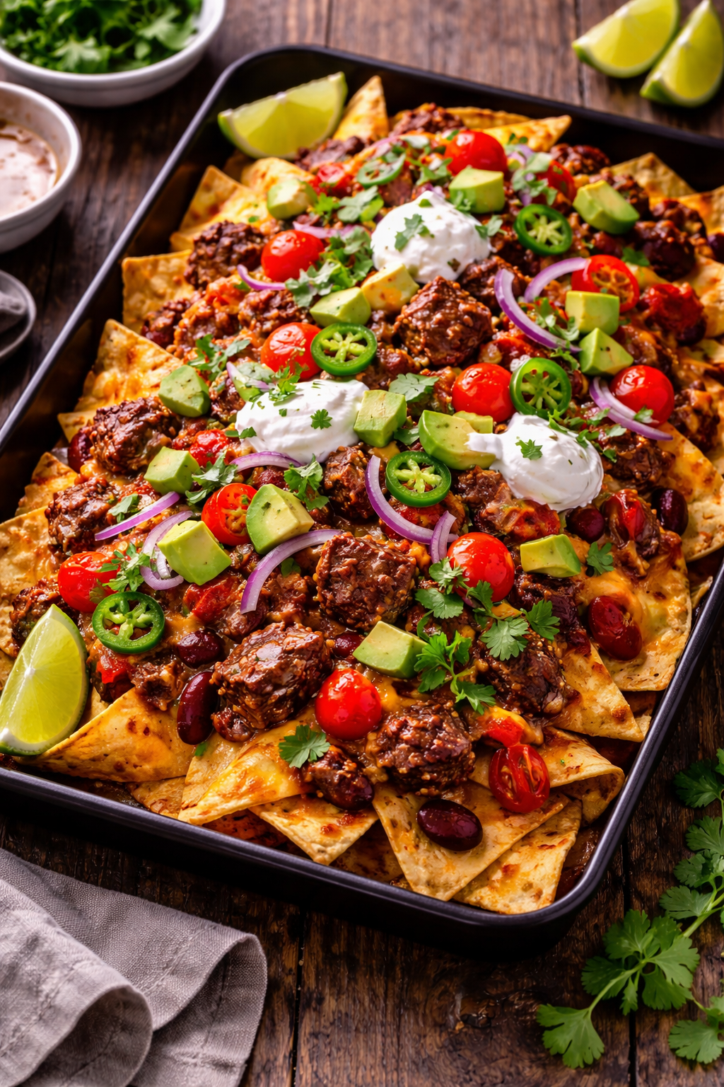 Loaded chili nacho schotel met riblappen