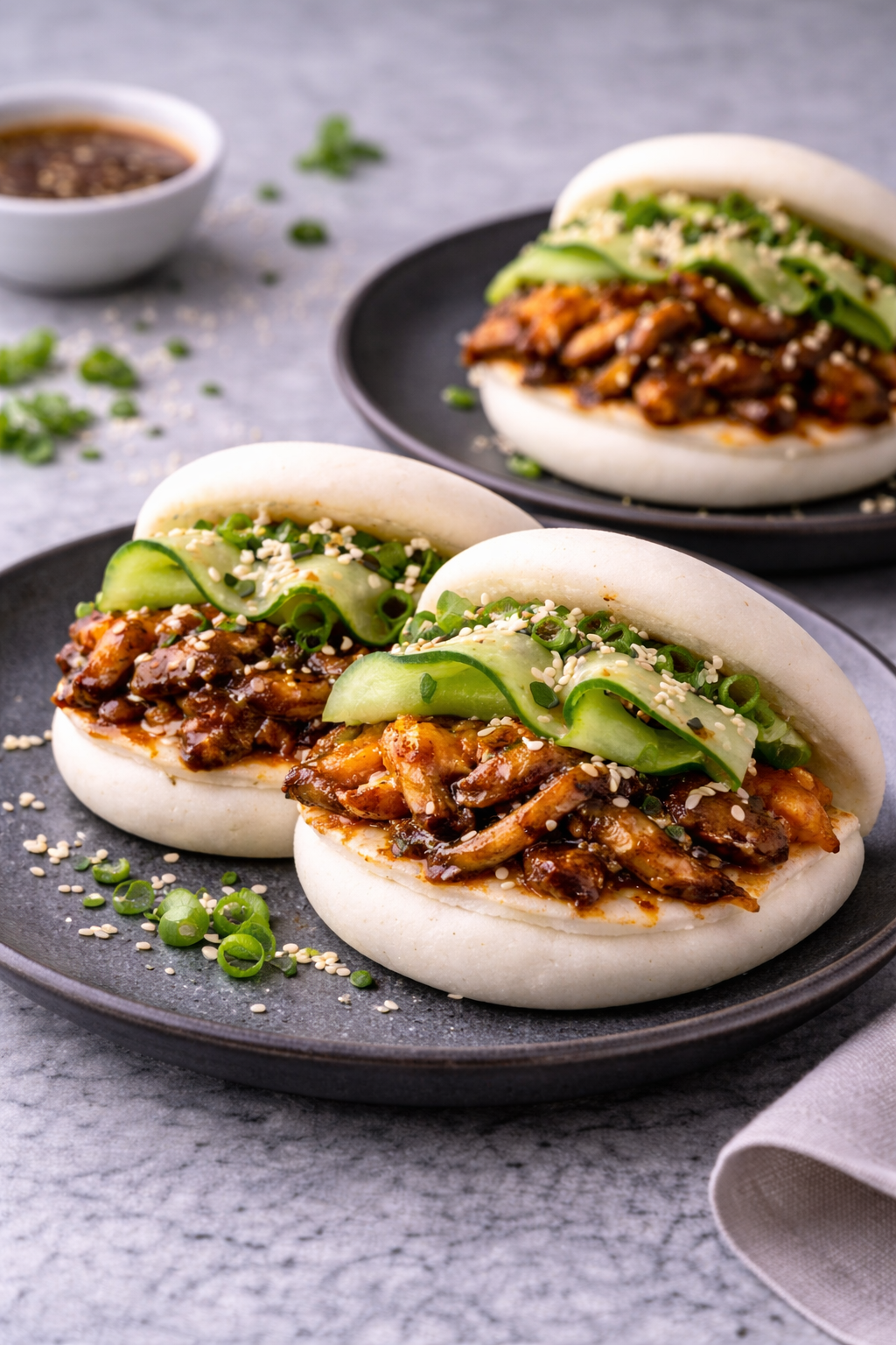Koreaanse bao buns met gochujang paddenstoelen en sesam-limoenmayonaise